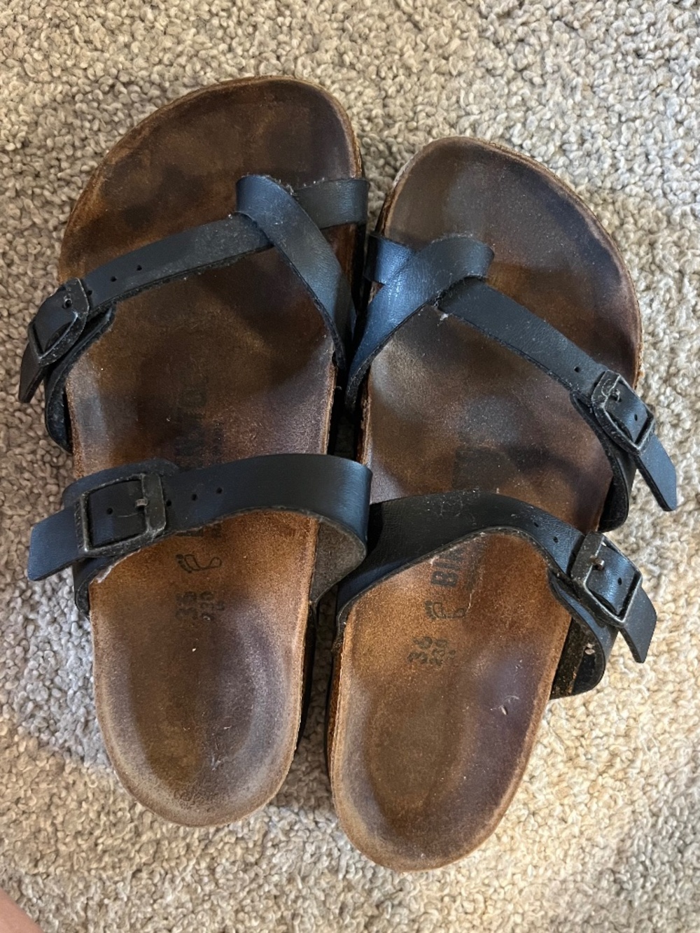 Birkenstock Mayari Women's Black Leather Strap Sandals Comfort Summer Size 36